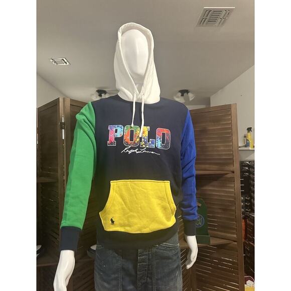 Polo Ralph Lauren Men’s Block Fleece Logo Hoodie Sweatshirt Small NWT - Picture 1 of 5